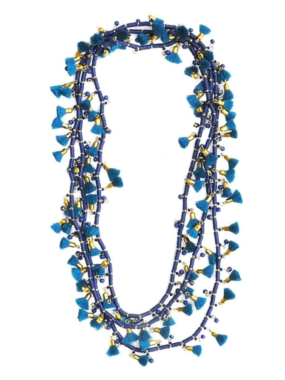 Roberta Roller Rabbit Lapis Blue Tassel Extra Long Necklace NWOT